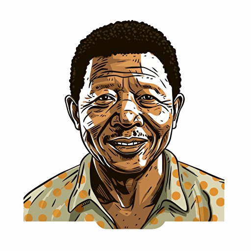 a vector art piaster of a Chinese male, looks like mandela, smiling, frontal stance.