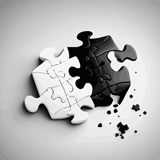 two puzzle pieces that do not match, black and white, vector image, white background