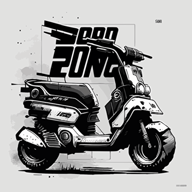 Honda NPS 50 Zoomer scooter, black and white logo, vector