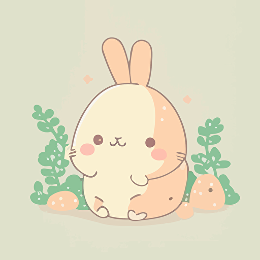 flat vector illustration, baby core, cute bunny, in style of sanrio