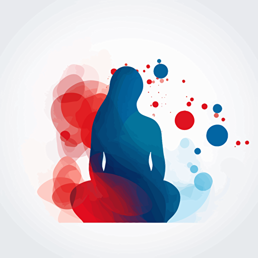 abstract enlightenment image, flat, minimalistic, creative, vector, illustration, reds and blues in, white out
