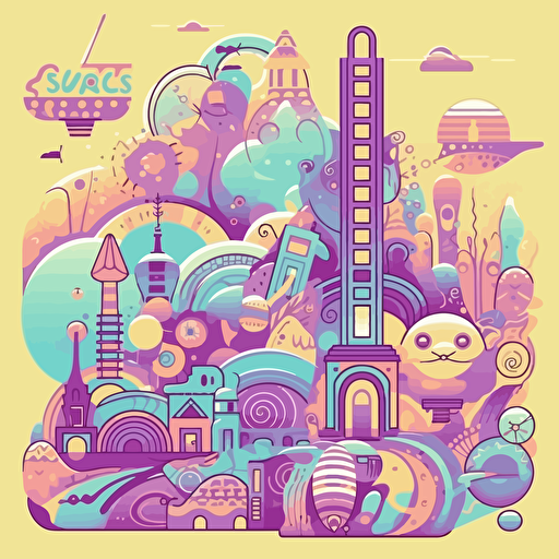 cute san francisco city cute and psychodelic wiht colors of the sixties vector style