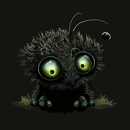 A surreal fur alien, black background, vector art , pixar style