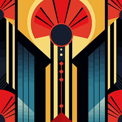 simple art deco pattern, flat, minimalist, vertical, vector, red, blue, yellow, black 9:16