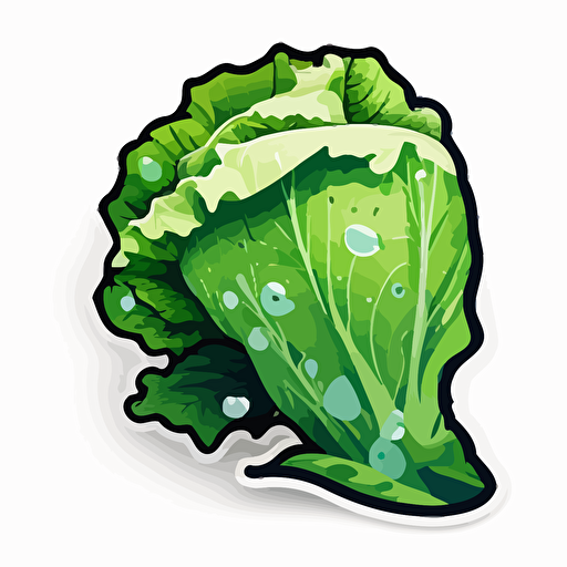 A head of Iceberg lettuce. Sticker,. Easily seprated from background. White background. Vector style image. v5