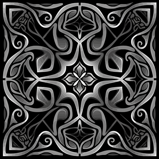plain black ornamental vector art, stencil pattern on white background