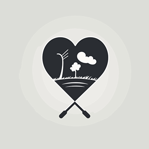 heart shape logo, pictorial logo, minimalist logo, one color,cute,golf, vector