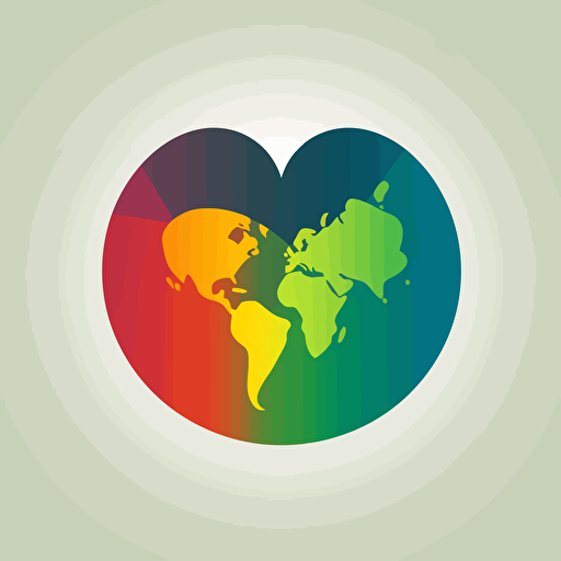 simple elegant logo of an earth heart, vector, colorful