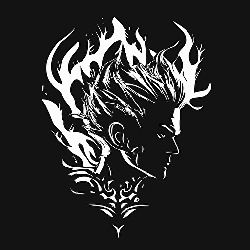 black & white vector flame avatar logo