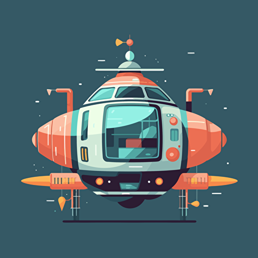 a cute and simplistic space ship, flat vector illustration
