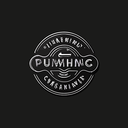 plumbing company logo, black background, white logo vector, simple