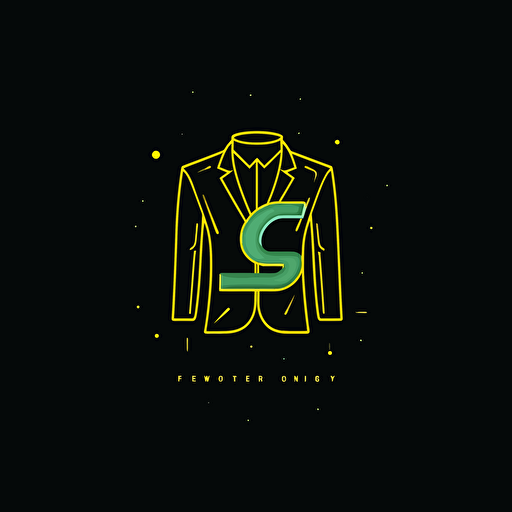 2d clothing logo in green and yellow minimalist vector on a black background with the name of the fashion consortium