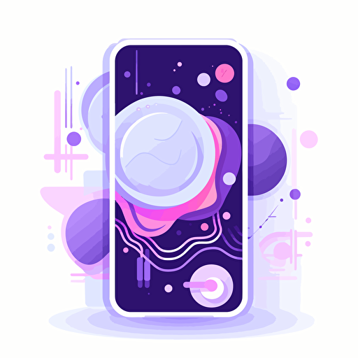 Background art for a mobile app. Artsy flat vector illustration, light purples, white background