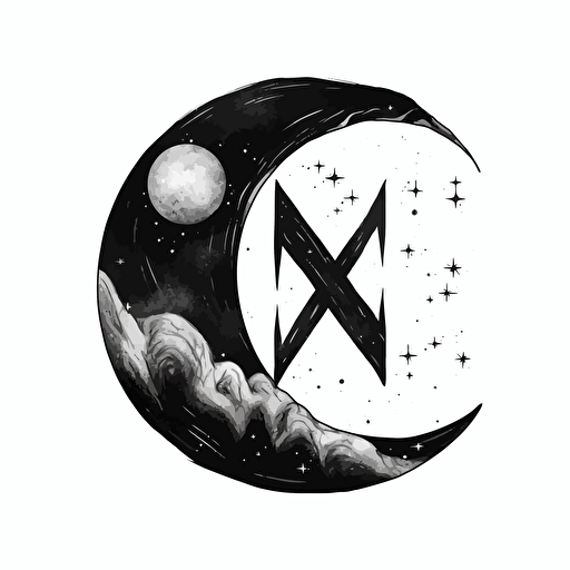 modern simplisttc pictorial logo of stunning crescent moon in between letters 'N' and 'X', black vector, white background