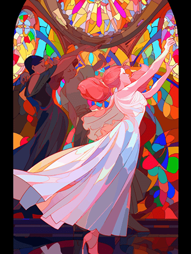 impressionism, beauty culture, visual design, latin music, stained glass, dancers,vector ,2d illustrator,