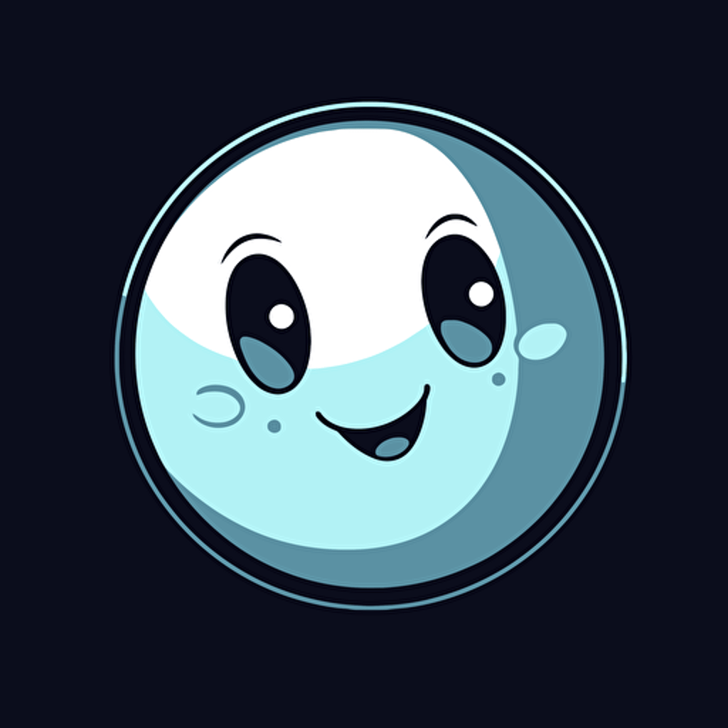 vector style, moon with a smiley face, chibi