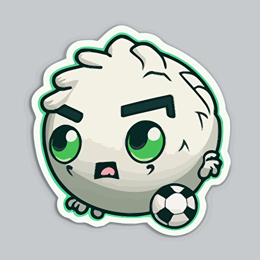 mascot, cute soccer ball, 2d, vector, no shading, die cut sticker