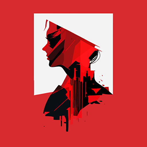 minimalist, vectorized, red and black colors, print layer , delicacy, elegant, hacking, cyber