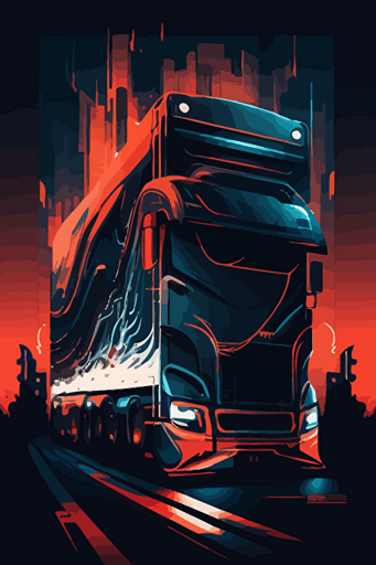 this Moving Truck driving in the city of Vienna:: minimalistic vector:: 2d::