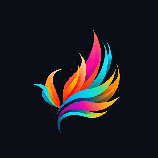 create a logo with a stylized colourful bird of paradise in motion in vector art style