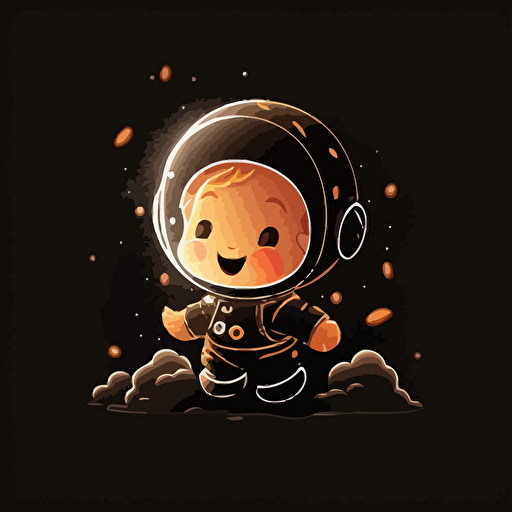 A baby astronaut, smiling, black background, vector art , pixar style