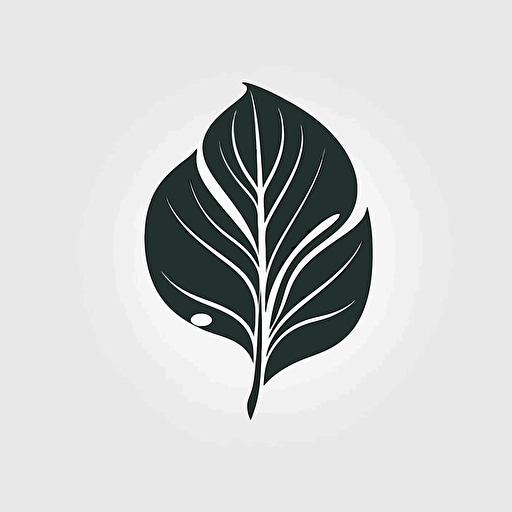 minimal line logo of a large jungle leaf, vector