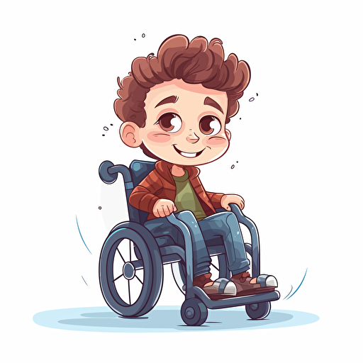 cute disable child, cartoon style, white background, vector