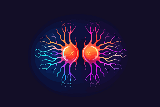 an Artificial intelligence company logo made of two brain neuron , 2d, vector