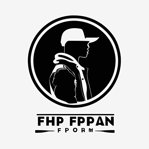 an emblem logo for a fashion brand, hip, young, urban, flat design, black and white, simple, vector