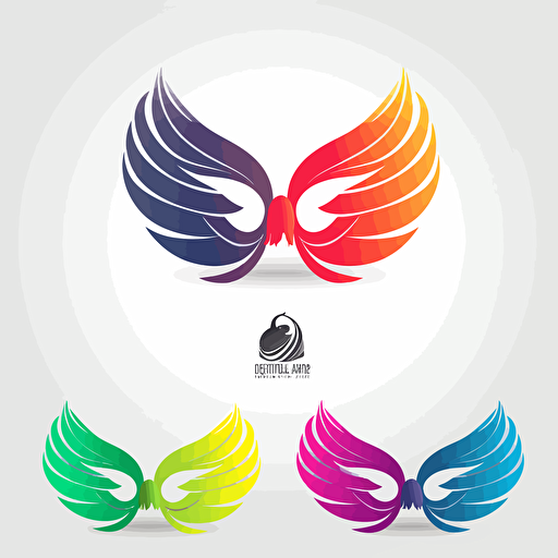 a logo design with a happy wings, vector, with this colors #002e5e, #b0b91b, #fdb814
