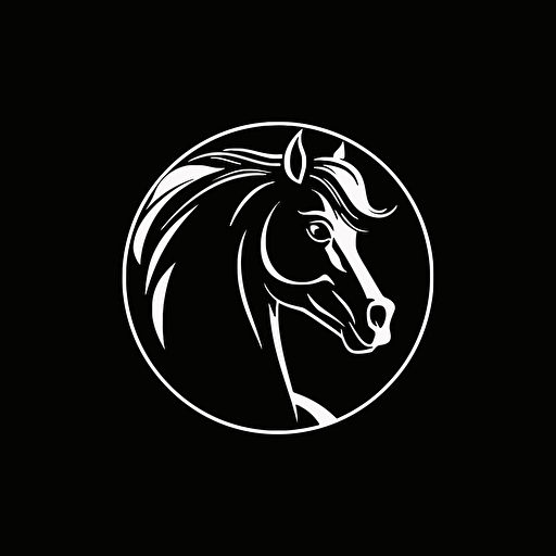 a minimalist horse logo , vector 2d, black and white