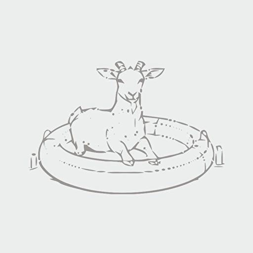 outlined minimalistic illustration of a goat in a pool float, vector,