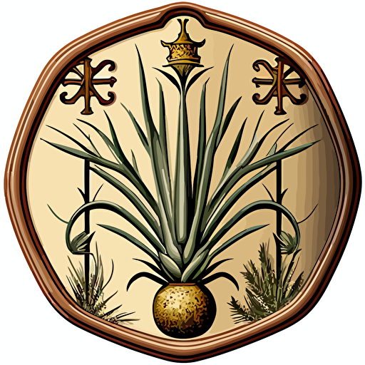 a medieval sigil with yucca filamentosa, flat, vector