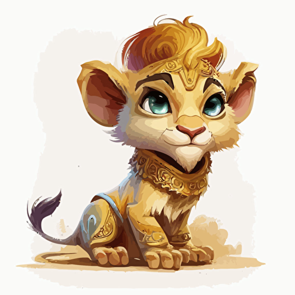 A saturated colorfull baby fur ozymandias, goofy looking, smiling, pixar style, vector illustration
