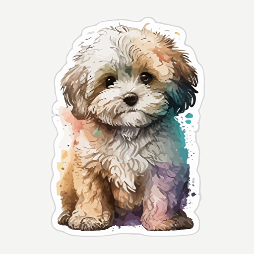 vector art watercolor maltipoo sticker