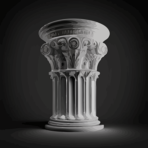 A roman concrete pillar full white, vector, vinyl print, vinyl, black background, design