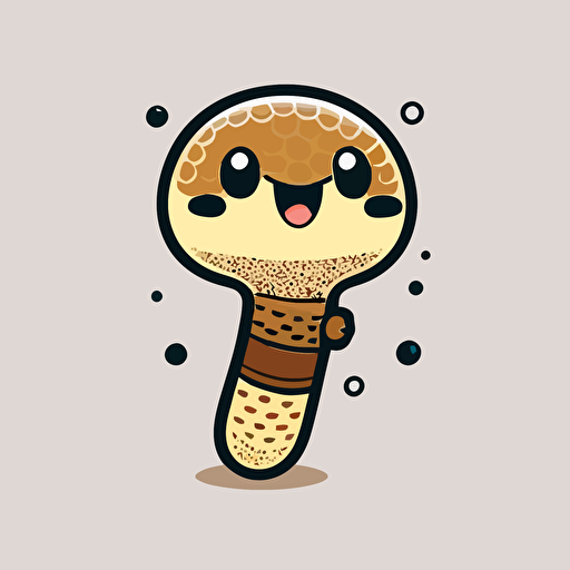 cute rattle snake kawaii style, vector, white background, cute facial expression