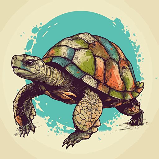the world turtle, carrying a varied biosphere on its back, extreme detail, vector artwork, style pop and flair,