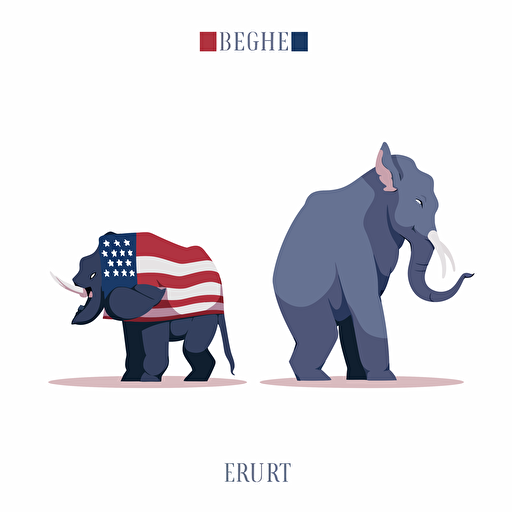 A democrat versus a republican, minimalistic, flat, vector design, white background