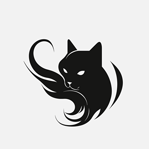 around logo a circle, design, in a black circle, vector, logo design, white background, cat black, 6144x6144