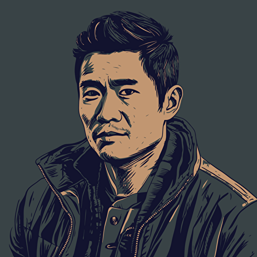 vector art style 28 year old asian man, in the style of Micheal Parks