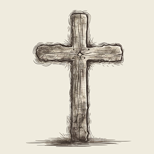 Vector sketch icon, cross, hand drawn, religious