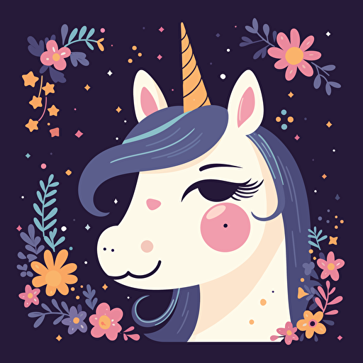 cute unicorn cartoon in flat vector