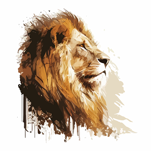 a lion facing left, vector image, white background
