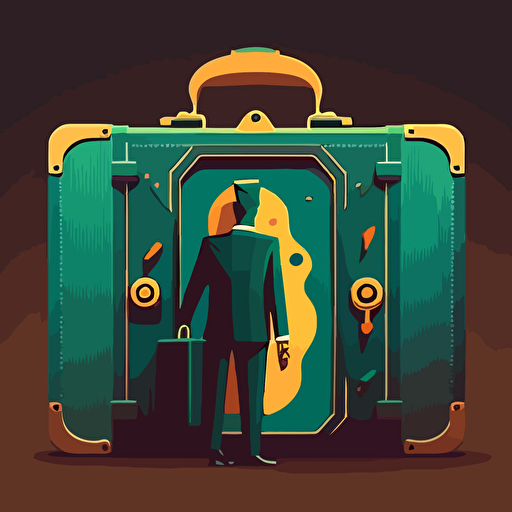 illustration if a fun closed briefcase. Vector. Moody