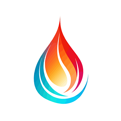 waterdrop leaf flame on white background logo easy colours vector