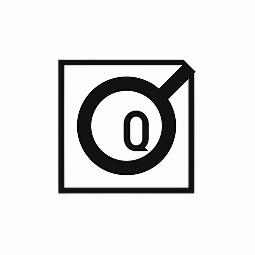 geometric iconic logo of letter 'Q' for Quotela , black vector on white background