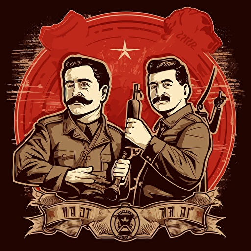 Lening and Stalin in Obey theme, holding stoves, vector, highly detailed, sign "1st may", gritty