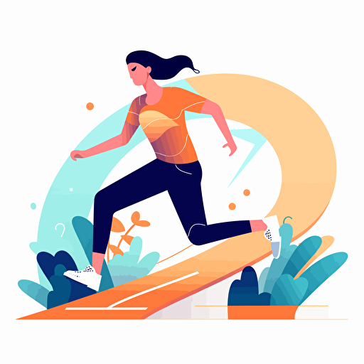 create an illustration of a girl running on a running track vector, isolated image, flat style, minimalistic, white background