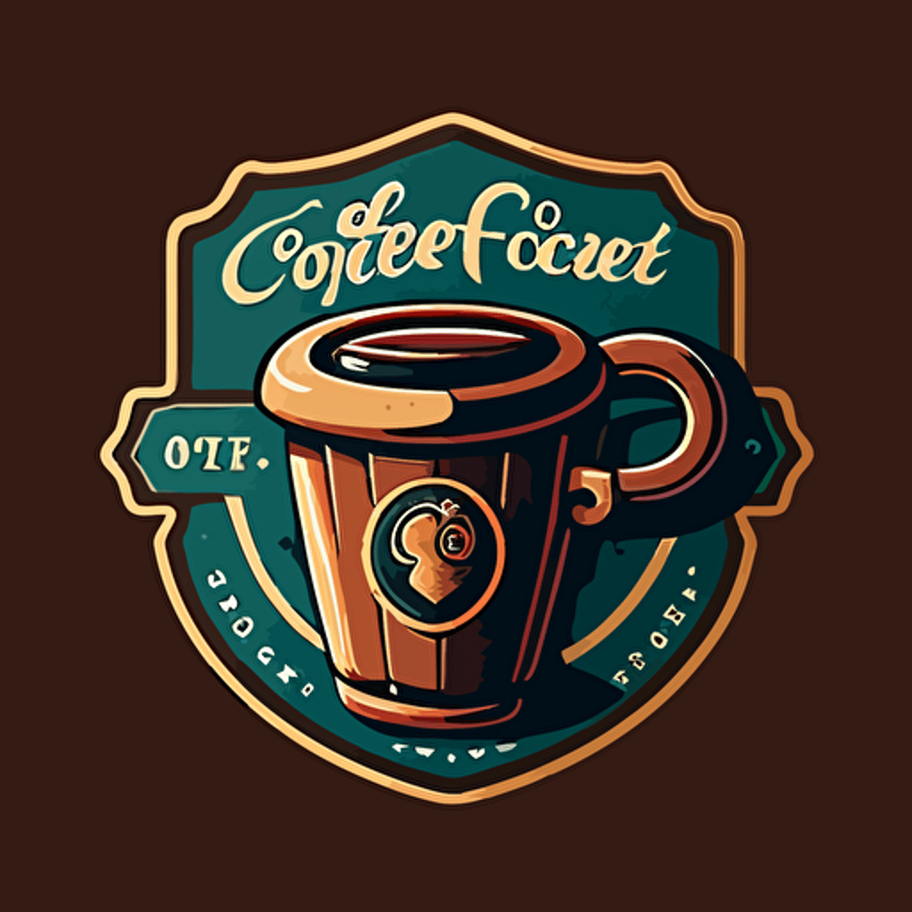 a logo with a coffey cup and it has a lock on it as a logo, vector,2d,flat